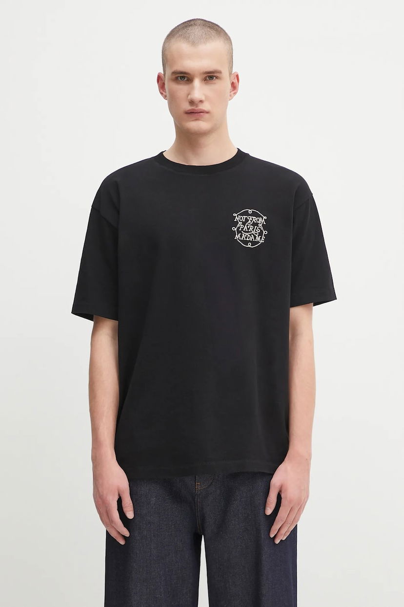 Majica kratkih rukava Drôle de Monsieur Drôle de Monsieur Le Tshirt Slogan Tresses T-Shirt Crna | H.TS259.CO134