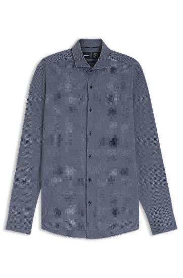 Košulja BOSS Slim-fit Printed Italian-made Performance-Stretch Jersey Shirt Plava | 50550062