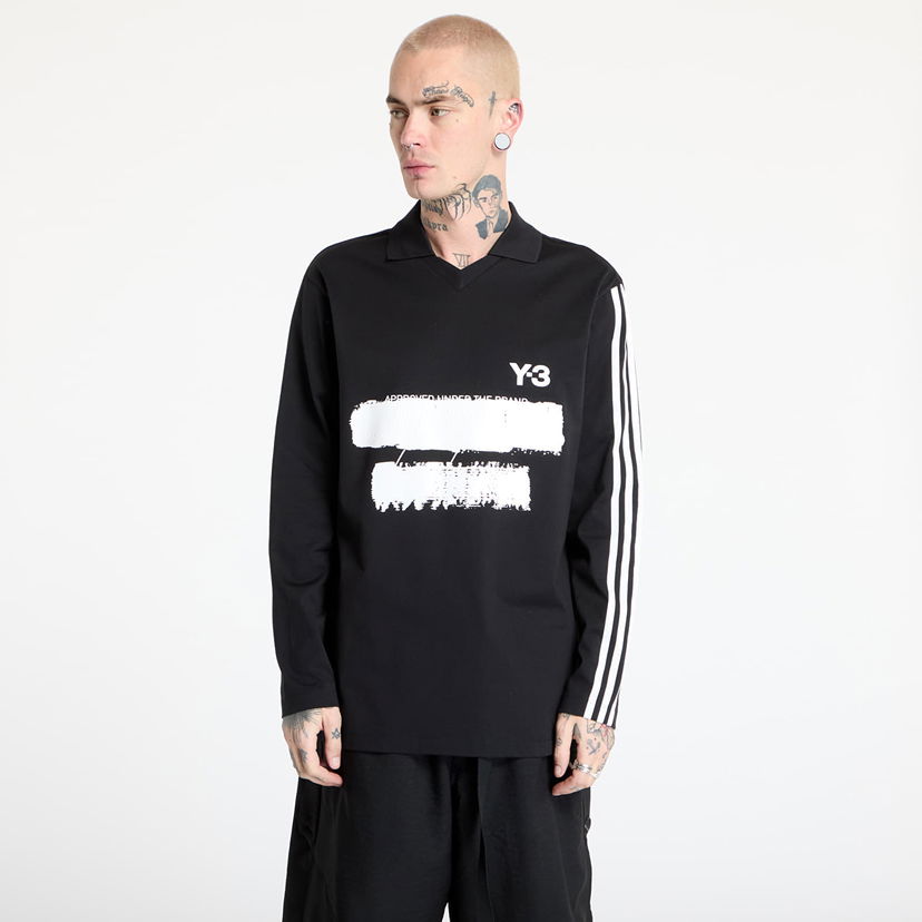 Polo majica Y-3 Graphic Logo Long Sleeve Top Crna | JN4876