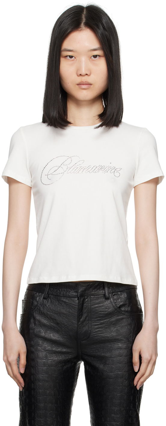 Majica kratkih rukava Blumarine Crystal Logo T-Shirt Bijela | A422T075A