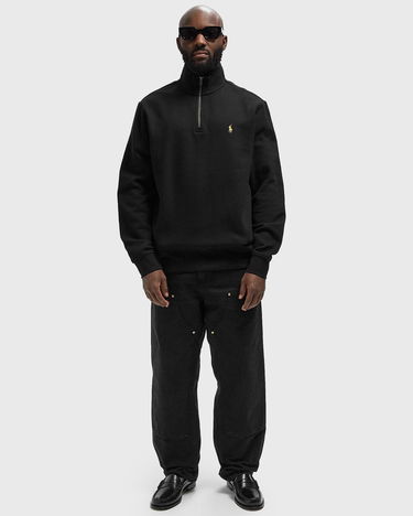 Dukserice Polo by Ralph Lauren Quarter-Zip Stand-Up Collar Sweatshirt with Plaid Lining Crna | 710981468001, 1