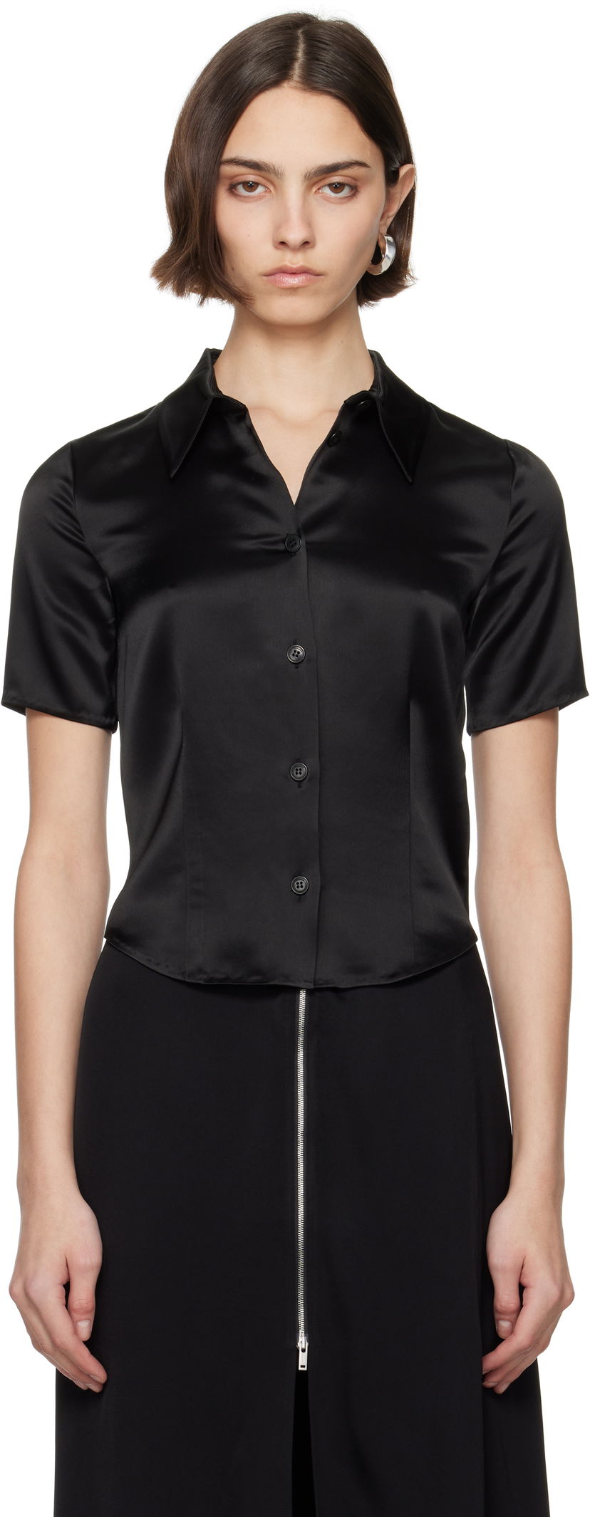 Košulja Nanushka Nanushka Clare Satin Blouse Crna | NW25SSTP20799