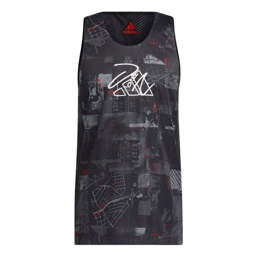 Majica bez rukava adidas Originals Geometry Pattern Graphic Print Sports Vest Crna | HE6377