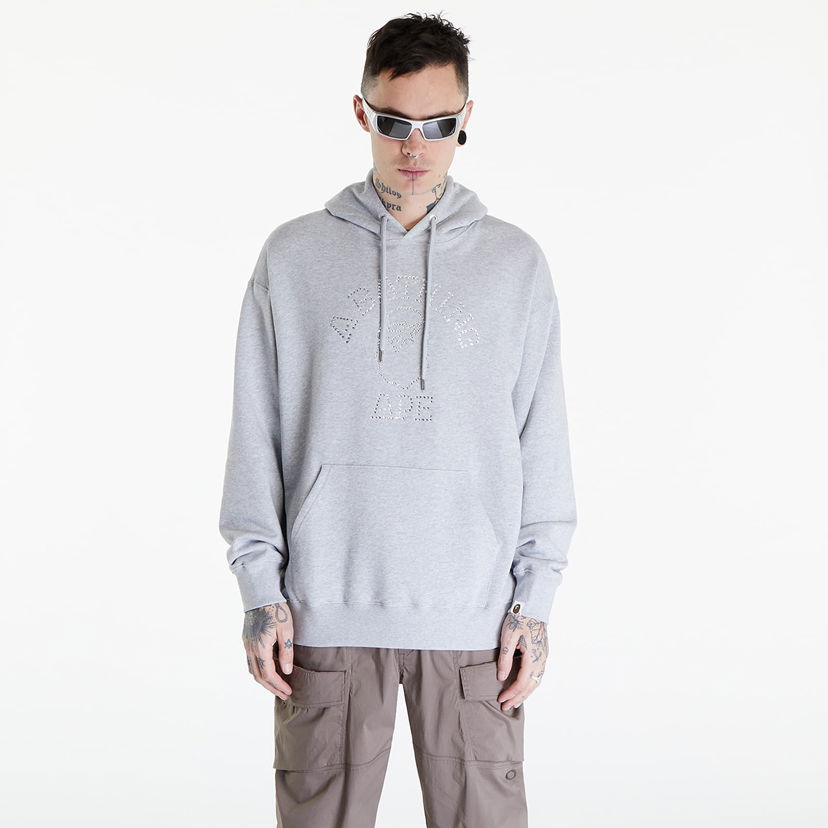 Dukserice BAPE A BATHING APE Rhinestone College Pullover Hoodie Gray Siva | 001PPK301306M GRA