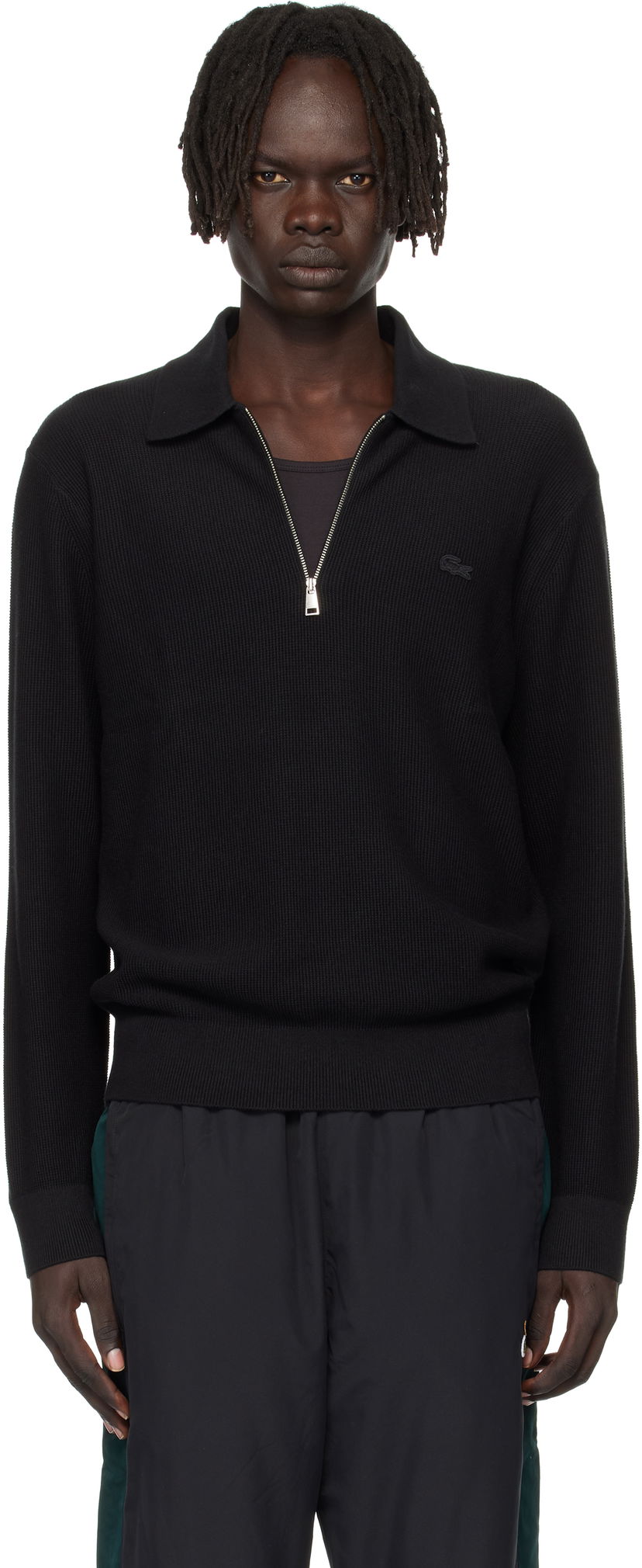 Polo majica Lacoste Lacoste Half-Zip Polo Crna | AH5187_031