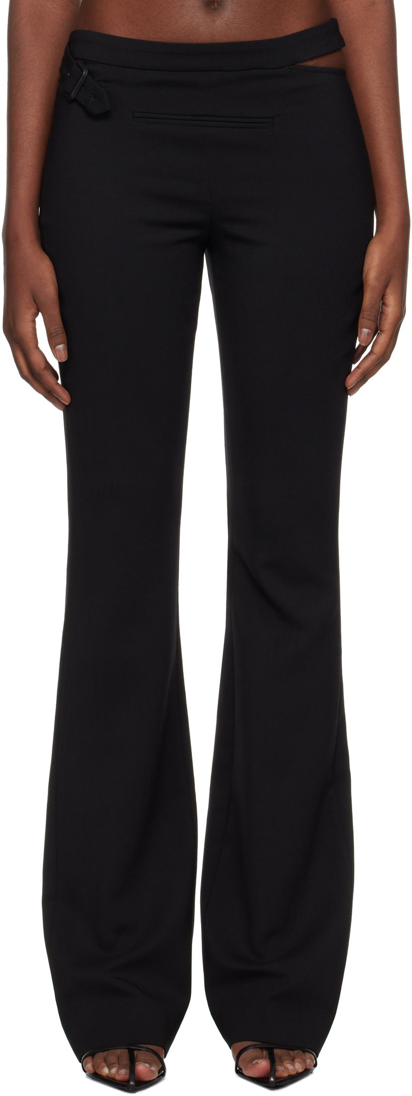 Hlače Courrèges Courrèges Tailored Slash Flare Trousers Crna | 424CPA265WO0113