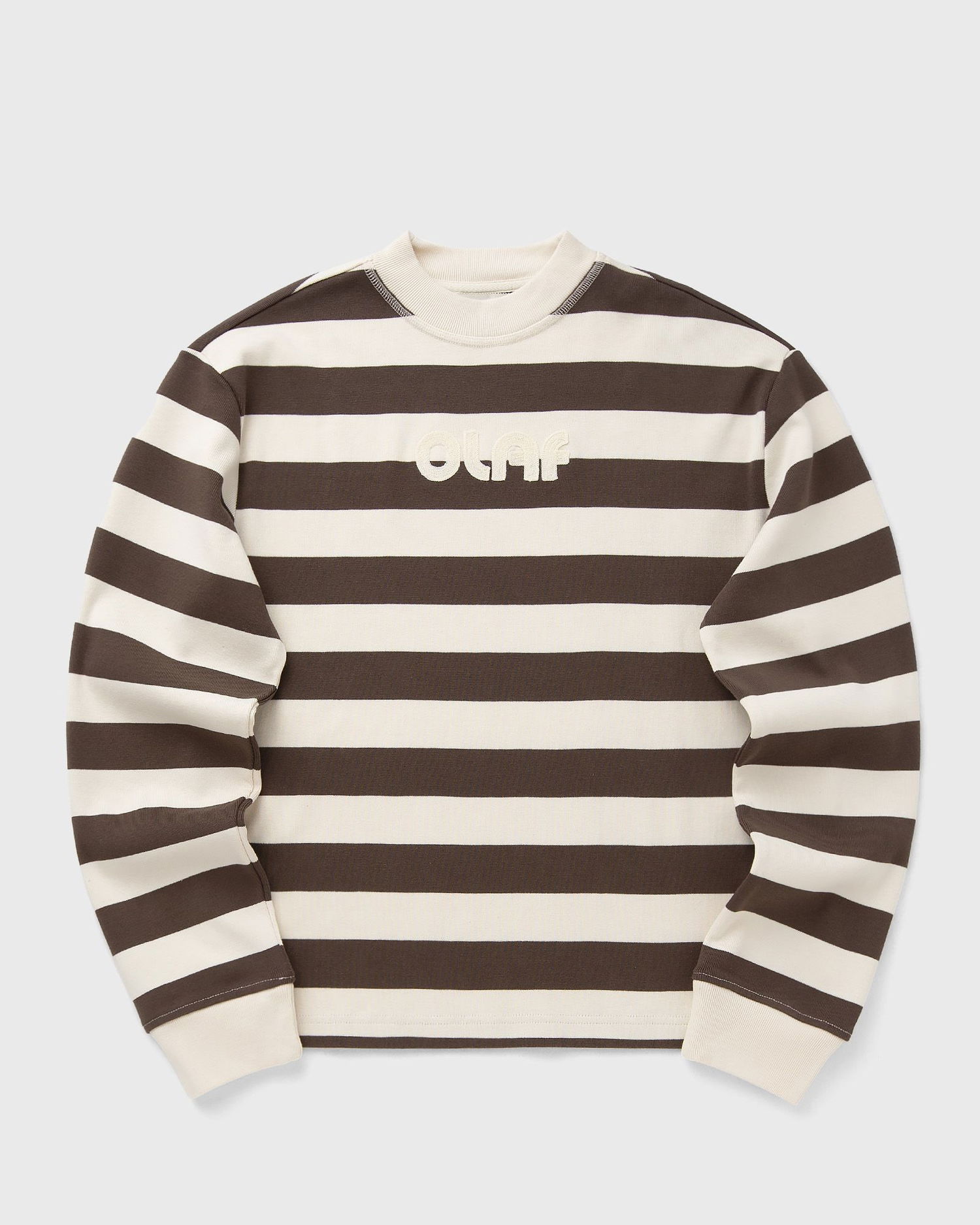 Dukserice ØLÅF Striped Rib Retro Logo Sweatshirt Smeđa | W220106-HOTFUDGE-OFF-WHITE, 0