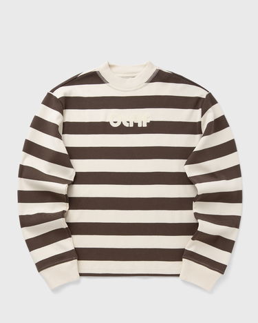 Dukserice ØLÅF Striped Rib Retro Logo Sweatshirt Smeđa | W220106-HOTFUDGE-OFF-WHITE, 0