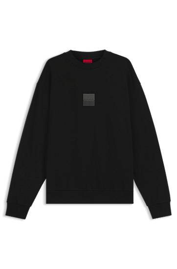 Dukserice BOSS Cotton-Terry Sweatshirt with Split Logo Crna | 50542847