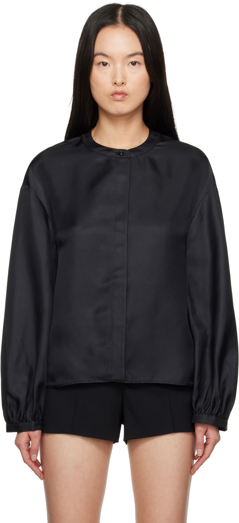Košulja Loulou de Saison Loulou de Saison Lea Satin Blouse Crna | LEA