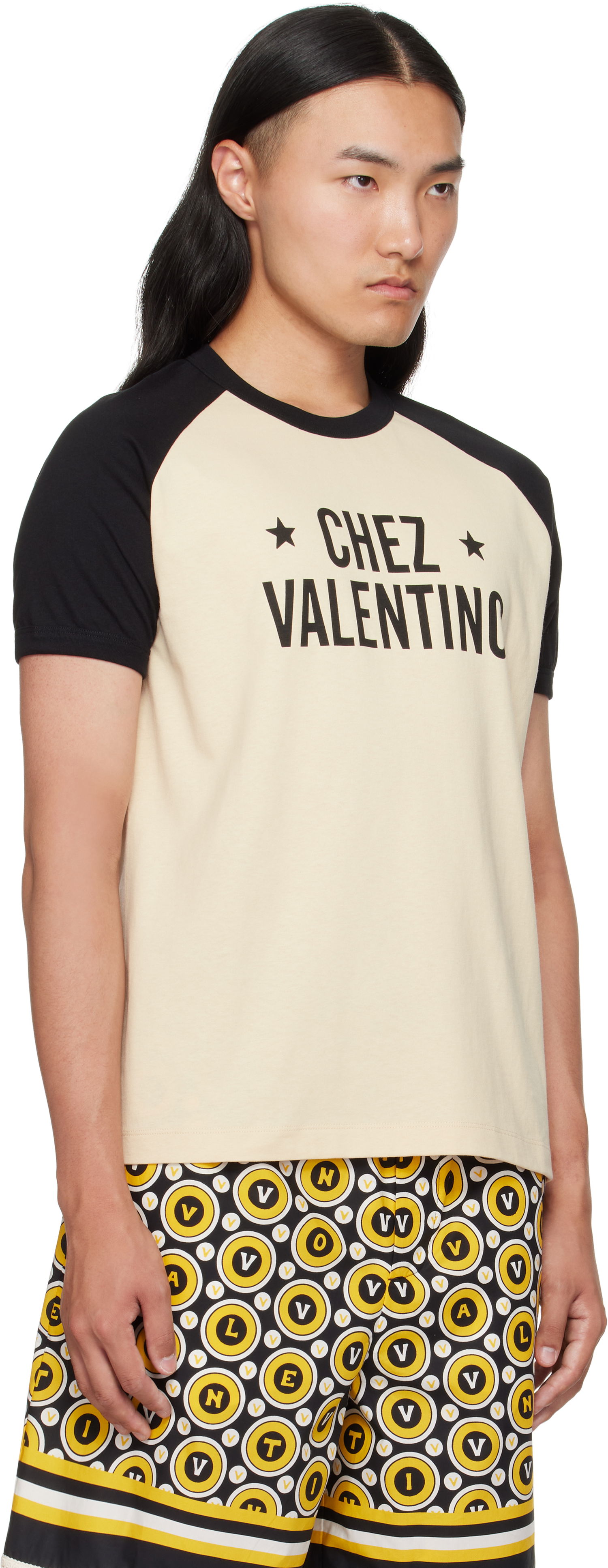 Majica kratkih rukava Valentino Valentino 'Chez Valentino' Print Cotton T-Shirt Bež | 7V3MG17DAYC, 1