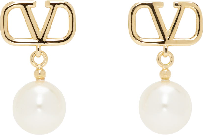 Naušnice Valentino Valentino Garavani VLogo Signature Pearl Drop Earrings Metalik | 6W2J0E36UXM