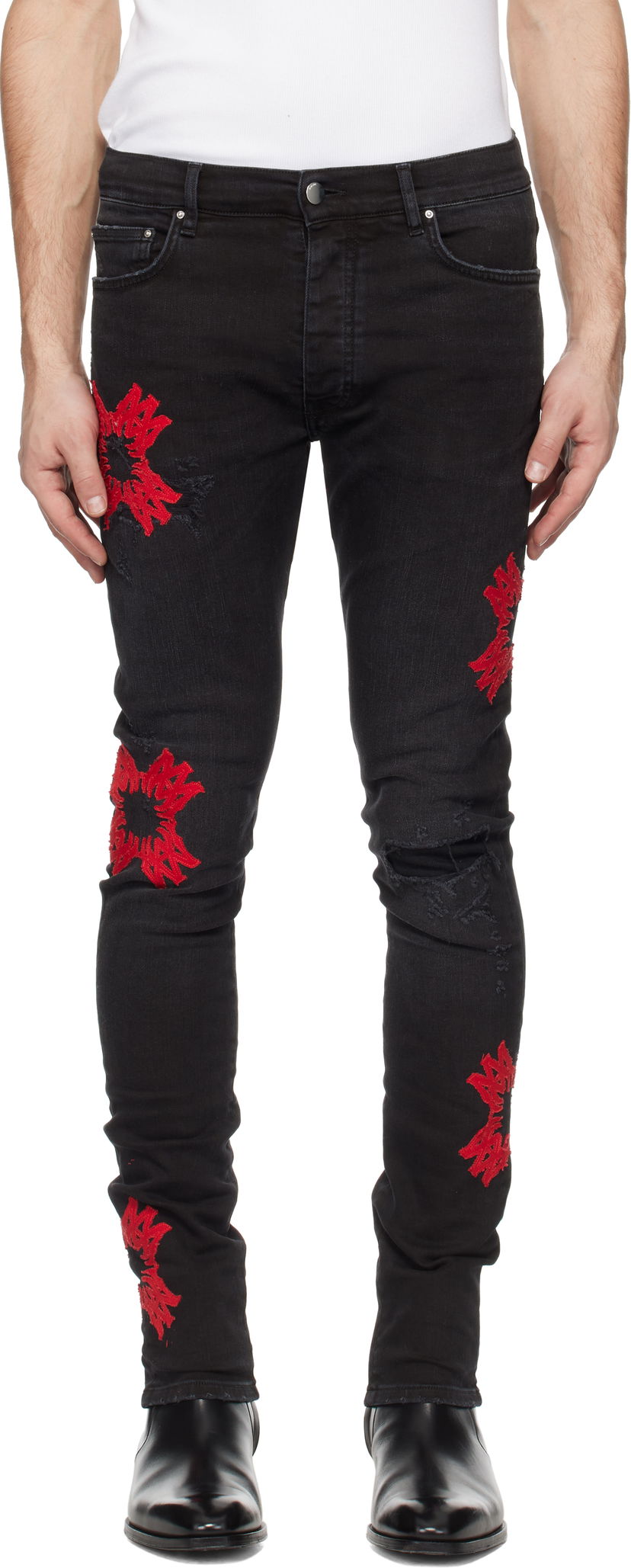 Jeans AMIRI Quad Applique Slim Fit Jeans Crna | AMDNSY1111