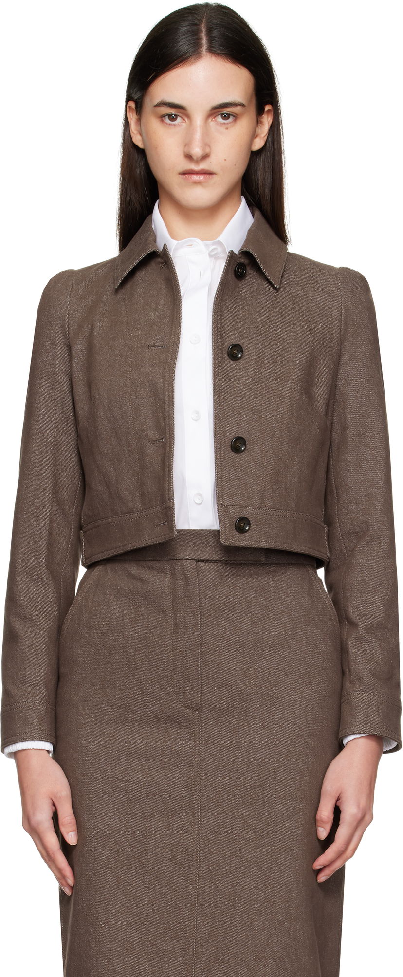 Jakna Max Mara Max Mara Carpa Cropped Jacket Smeđa | 2511041013600