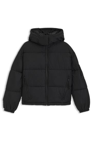 Pernata jakna BOSS Water-repellent puffer jacket with detachable hood Crna | 50546393
