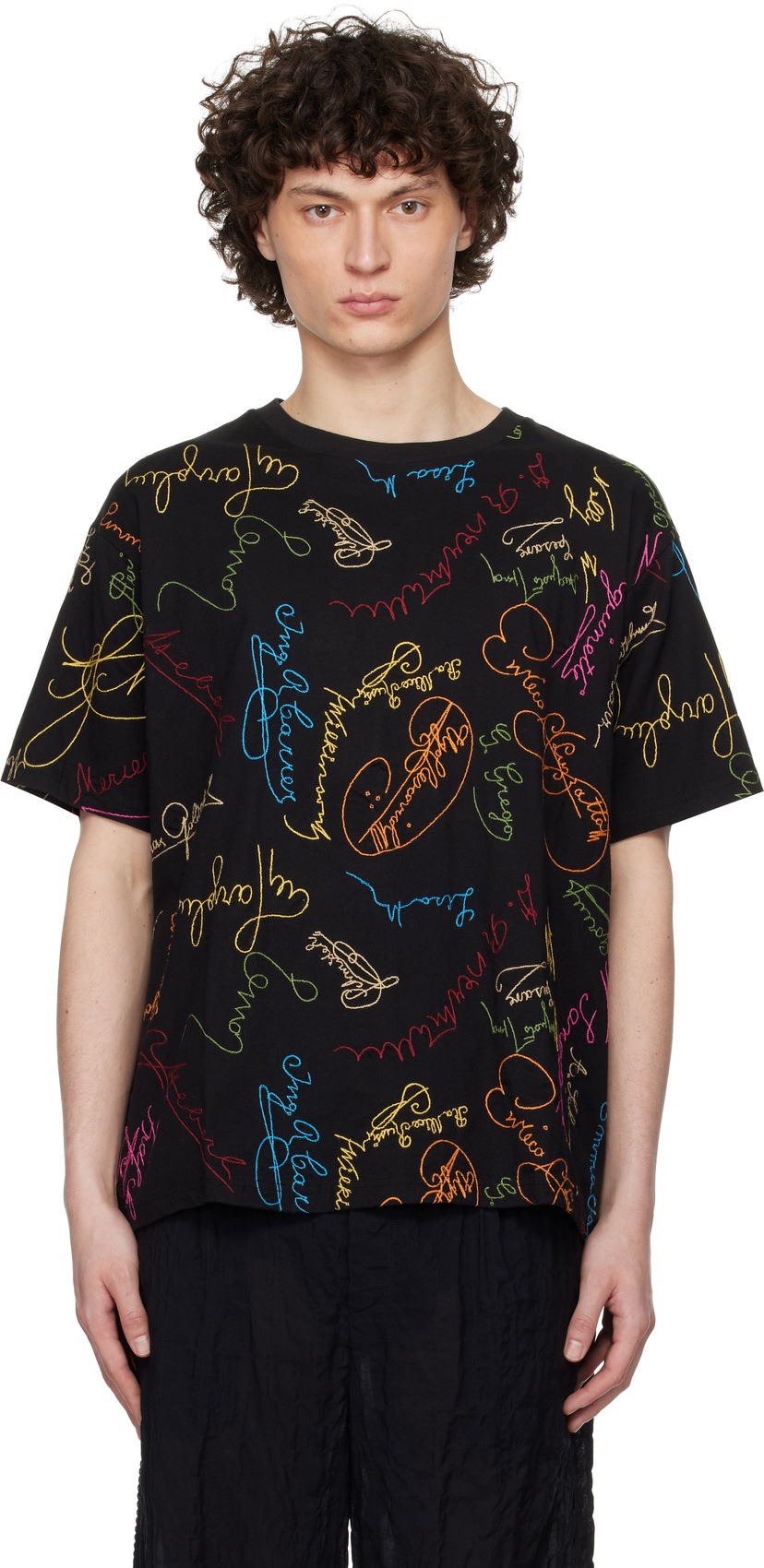 Majica kratkih rukava Bode Bode Signature Scrawl Boxy T-Shirt Crna | MRS25CS050