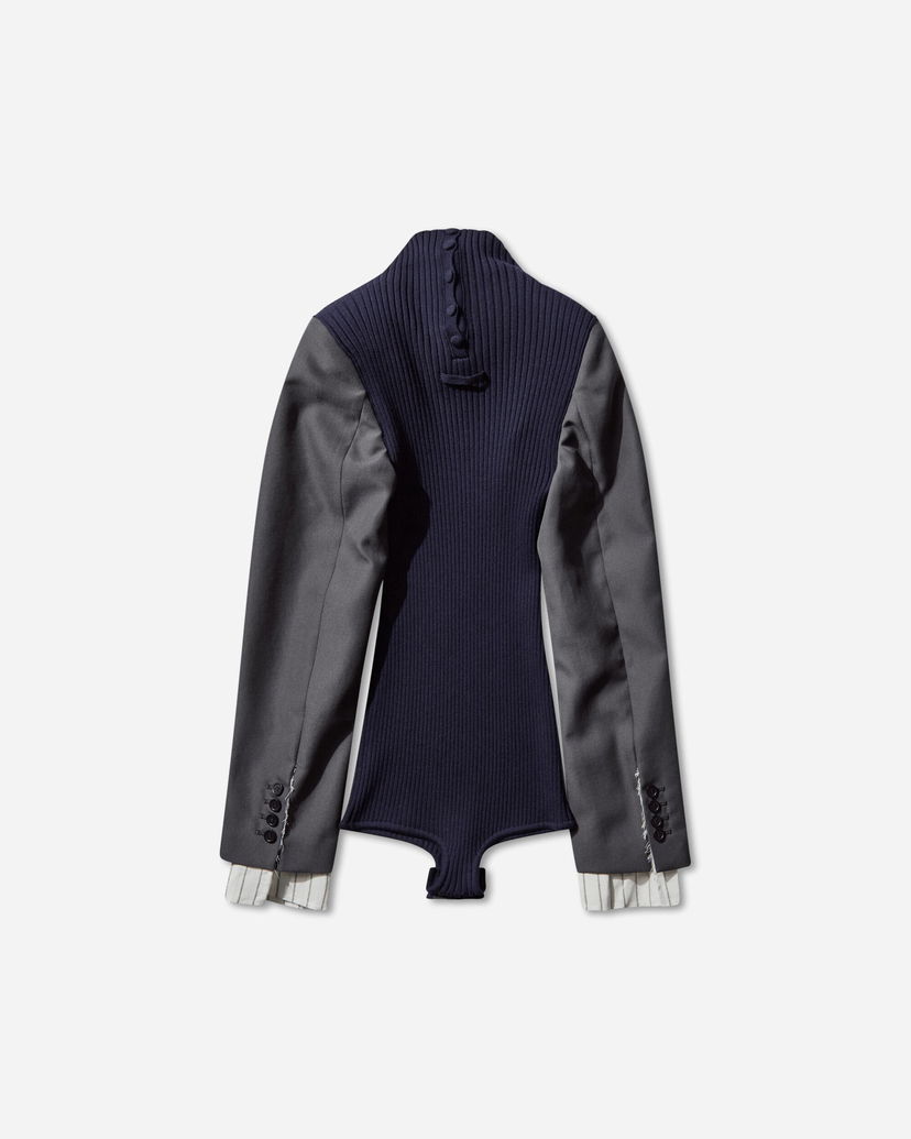 Body Jean Paul Gaultier Bi-Material Suit Bodysuit Tamnoplava | 2504WPO037K017 5904