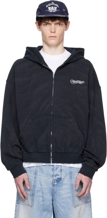 Dukserice We11done We11done Gothic Logo Zip-Up Hoodie Crna | WD-TJ2-25-845-U-NV, 0