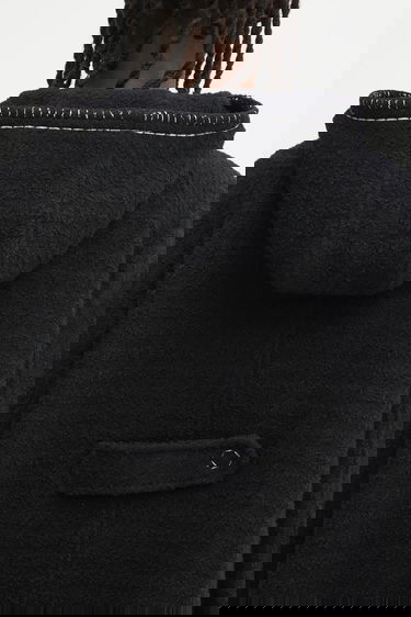 Kaputi ADER ERROR Wool Blend Hooded Coat with Contrast Stitching Crna | BO01FWCT0104BK, 4