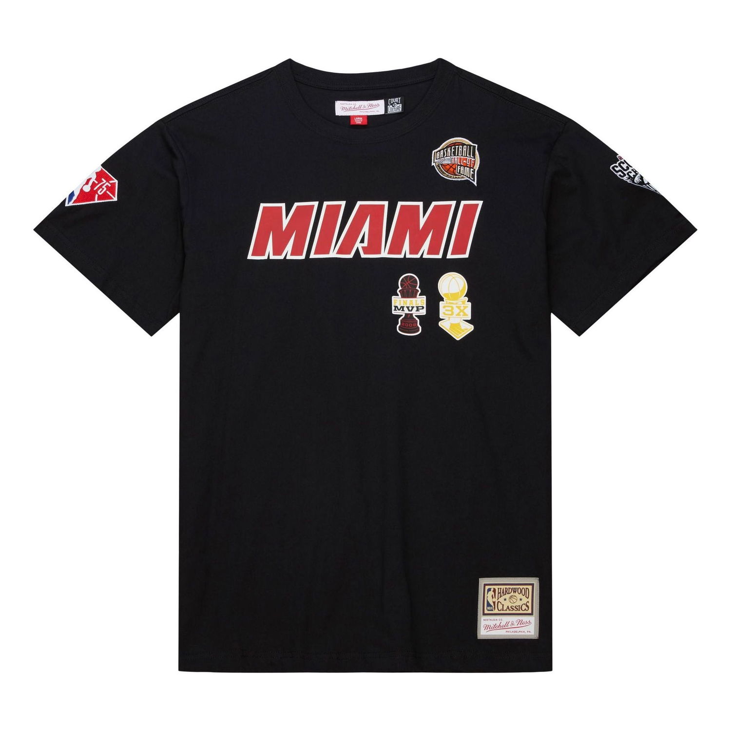 Majica kratkih rukava Mitchell & Ness NBA Heat HOF T-Shirt 'Dwayne Wade 3' Crna | TCRW6862-MHEYYDWABLCK, 0