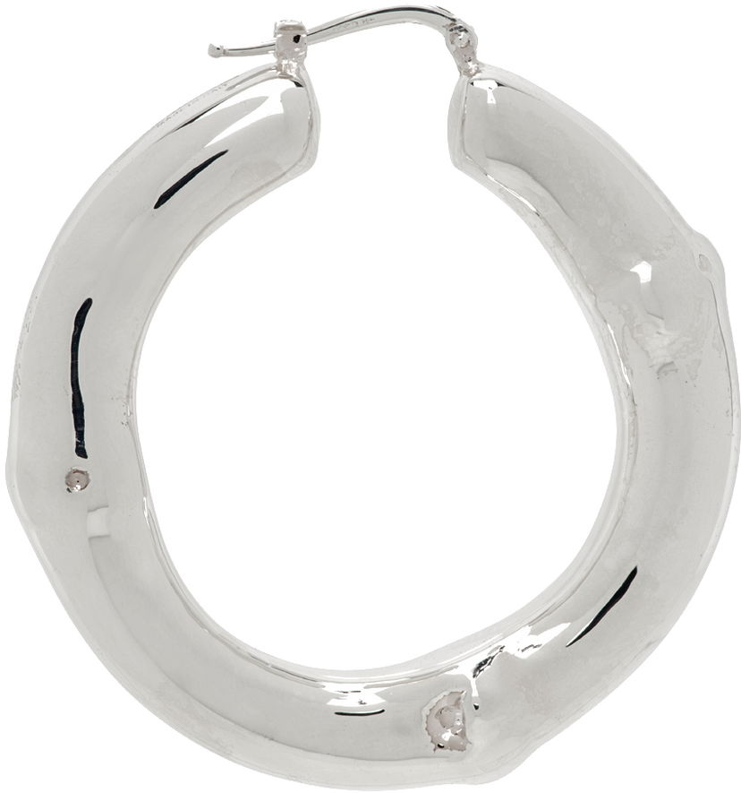 Naušnice Jil Sander Polished Single Hoop Earring Metalik | J29VG0020_J12029