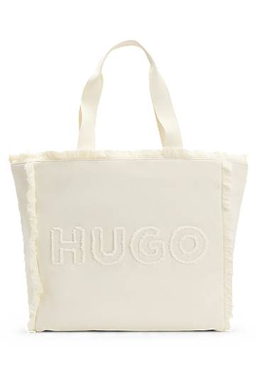 Tote bag BOSS HUGO Fringed Canvas Tote Bag Bijela | 50541867