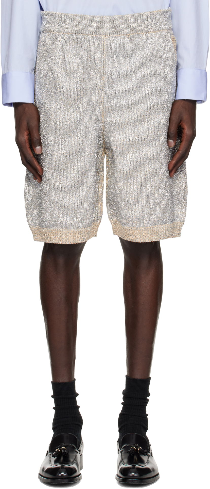 Kratke hlače Dries Van Noten Dries Van Noten Metallic Knit Shorts Metalik | 251-021205-1710