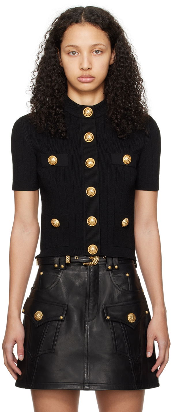 Džemper Balmain Button Cardigan Crna | CF1KL023KB07