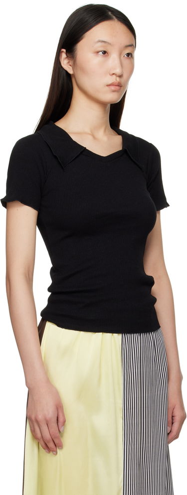 Majica kratkih rukava Baserange Baserange Iso Ribbed Collar T-Shirt Crna | TTIT-RCR-AU25, 1