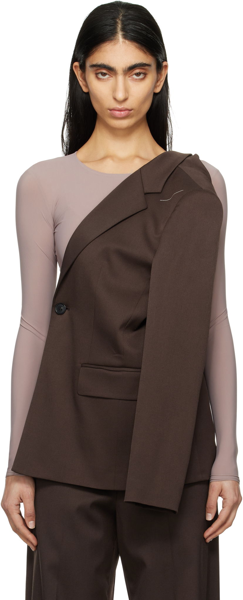 Jakna Maison Margiela MM6 Maison Margiela Twist Suit Blazer Smeđa | S52BN0141 S47848