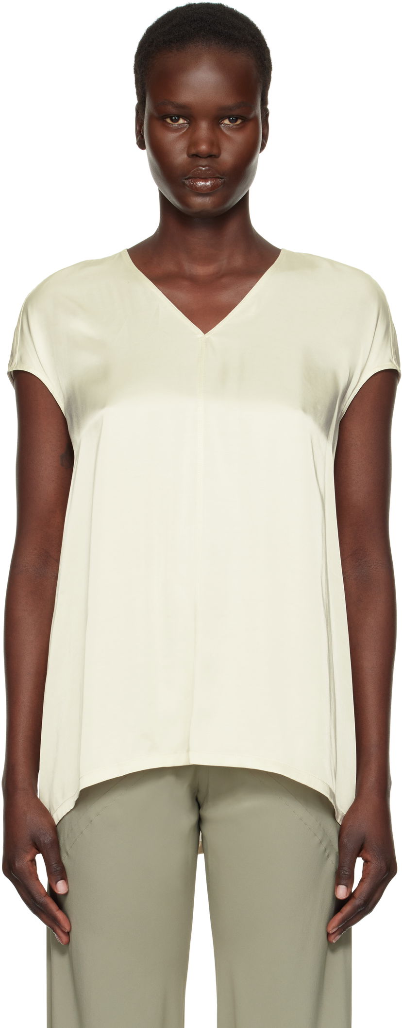 Majica kratkih rukava Rick Owens Rick Owens Hollywood Floating T-Shirt Bež | RP01E7256 SCH
