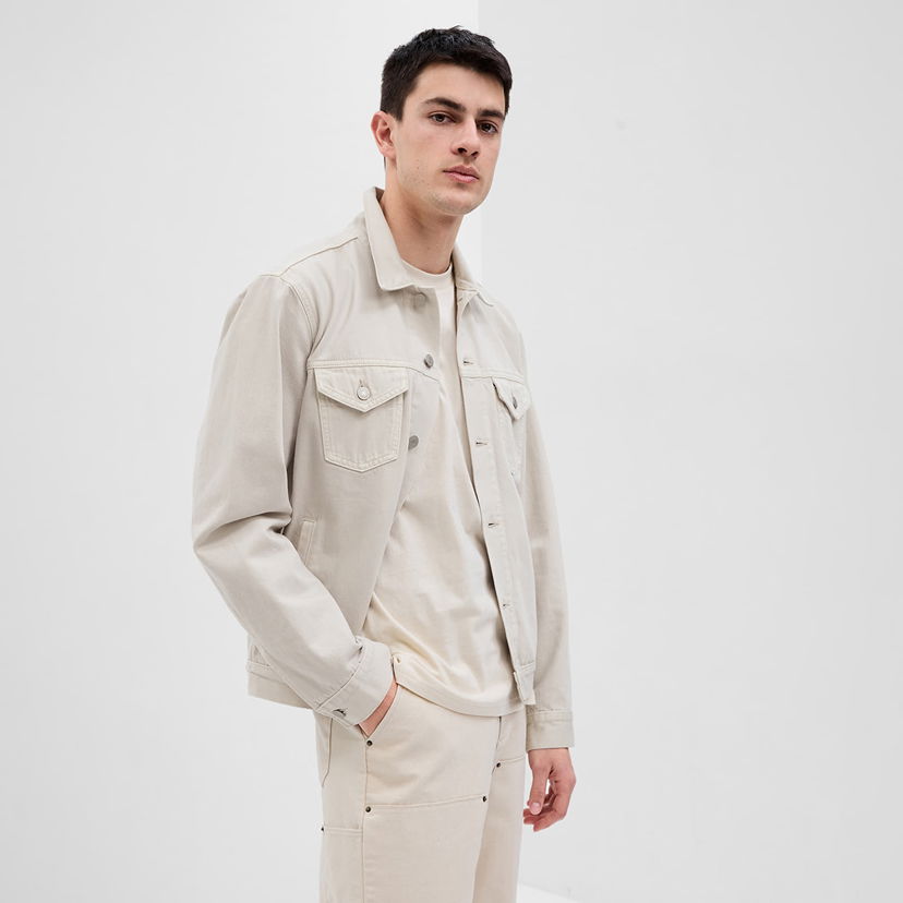 Jakna GAP Denim Jacket Grey Splash Bež | 585765-01