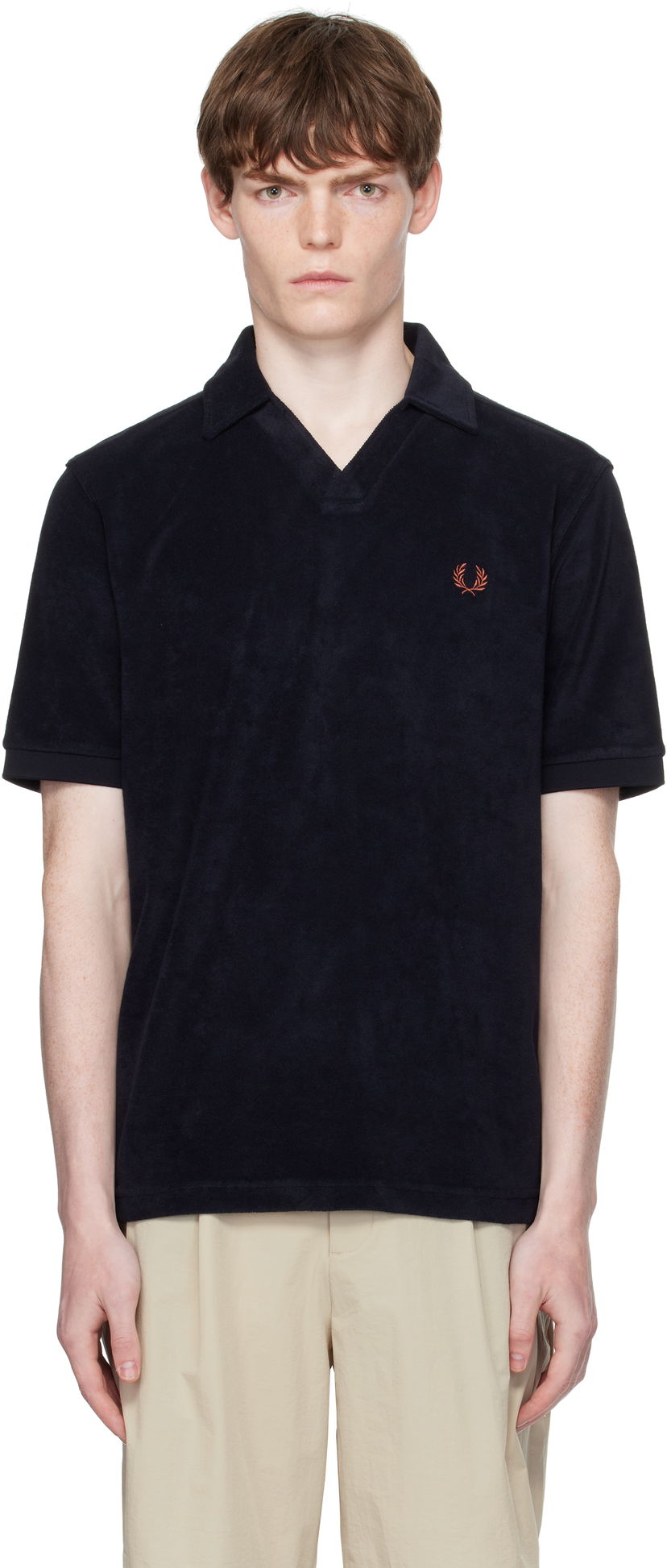 Polo majica Fred Perry Fred Perry Open Collar Towelling Polo Crna | M7830