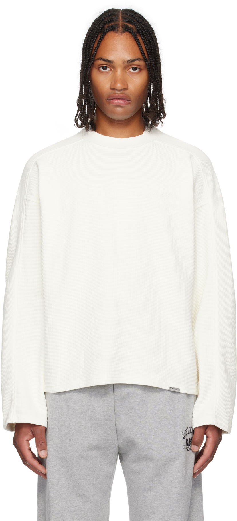 Majica kratkih rukava Represent Clo Represent Waffle Long Sleeve T-Shirt Bijela | MLM41209