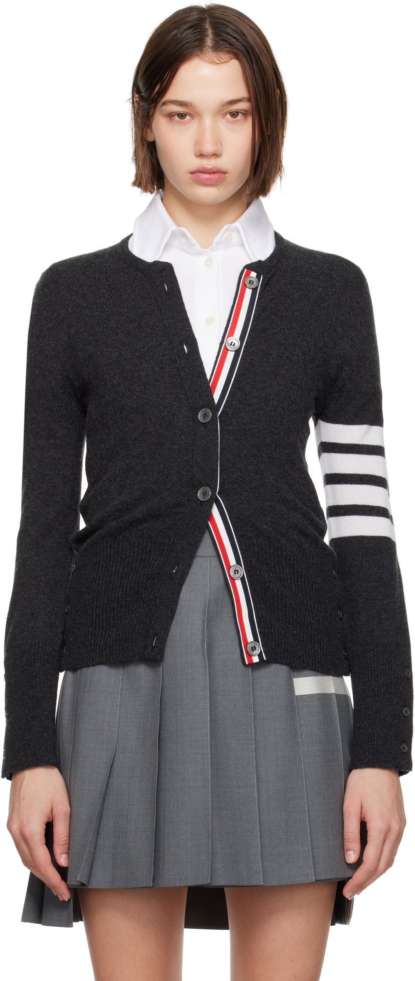 Džemper Thom Browne Cashmere 4-Bar Classic Cardigan Siva | FKC002A-00011