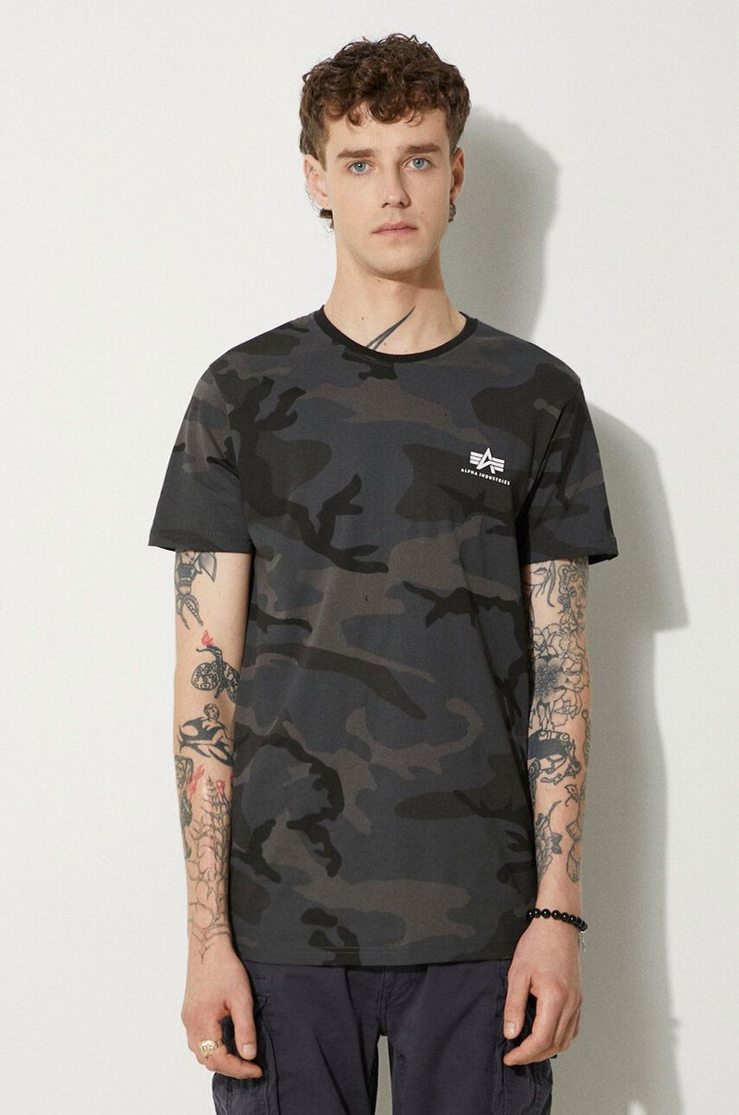 Majica kratkih rukava Alpha Industries Men's Camo T-Shirt with Short Sleeves Siva | 128507C.125