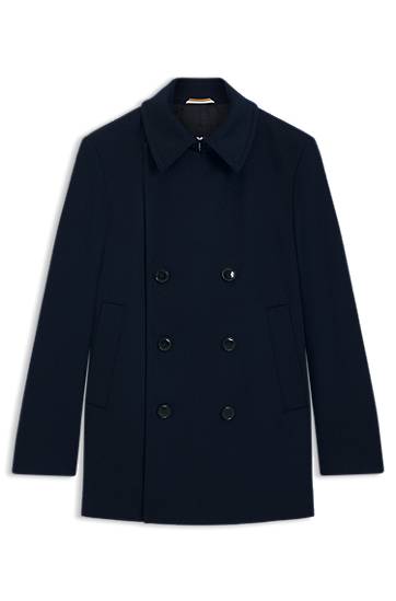 Kaputi BOSS Slim-Fit Wool and Cashmere Peacoat Tamnoplava | 50551081