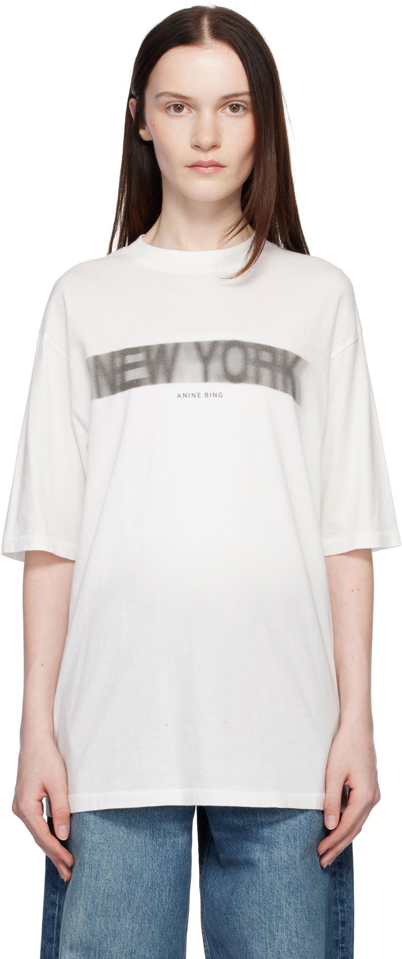 Majica kratkih rukava Anine Bing Cason Graphic Print Cotton T-Shirt Bijela | A-08-10131-IVY1