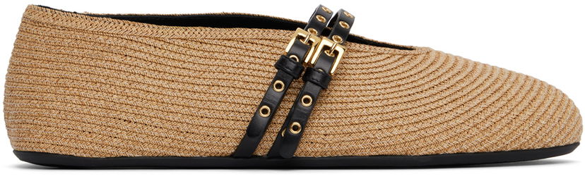 Odjeća Alaïa ALAÏA Paper Straw Ballerina Flats Bež | AA3A058TK036