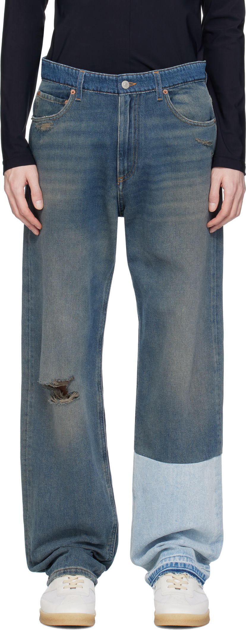 Jeans Maison Margiela MM6 Maison Margiela Five-Pocket Distressed Jeans Plava | SH0LA0017 M30017