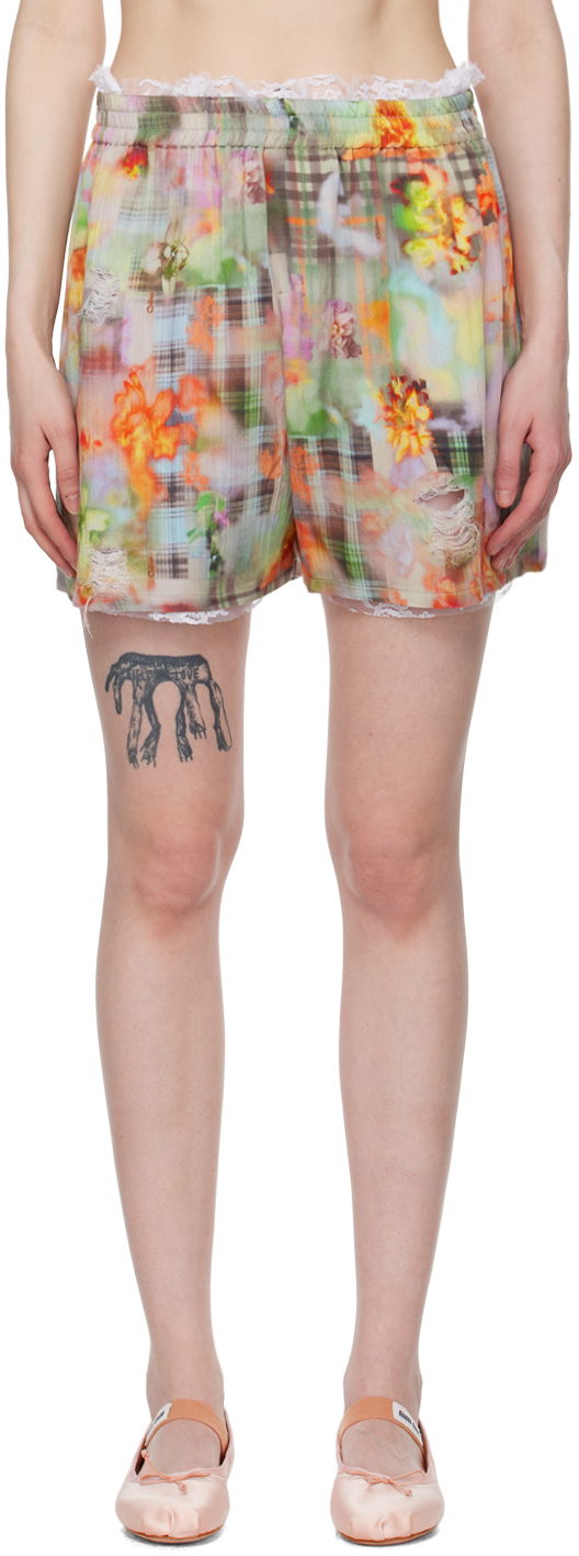 Kratke hlače Collina Strada Collina Strada Odeon Floral-Print Lace-Trim Shorts Višebojno | XX6017