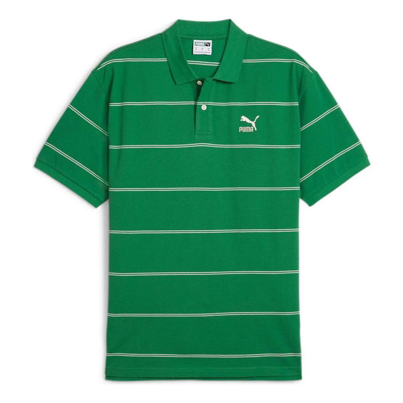 Polo majica Puma TEAM Striped Polo Shirt Zelena | 627122-86