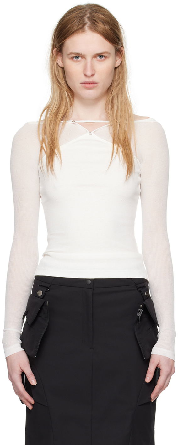 Majica bez rukava Dion Lee Pierced Long Sleeve T-Shirt Bijela | C3186SS24