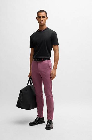 Majica kratkih rukava BOSS Slim Fit Mercerized Cotton Tee with Collar Stripe Crna | 50531793, 1