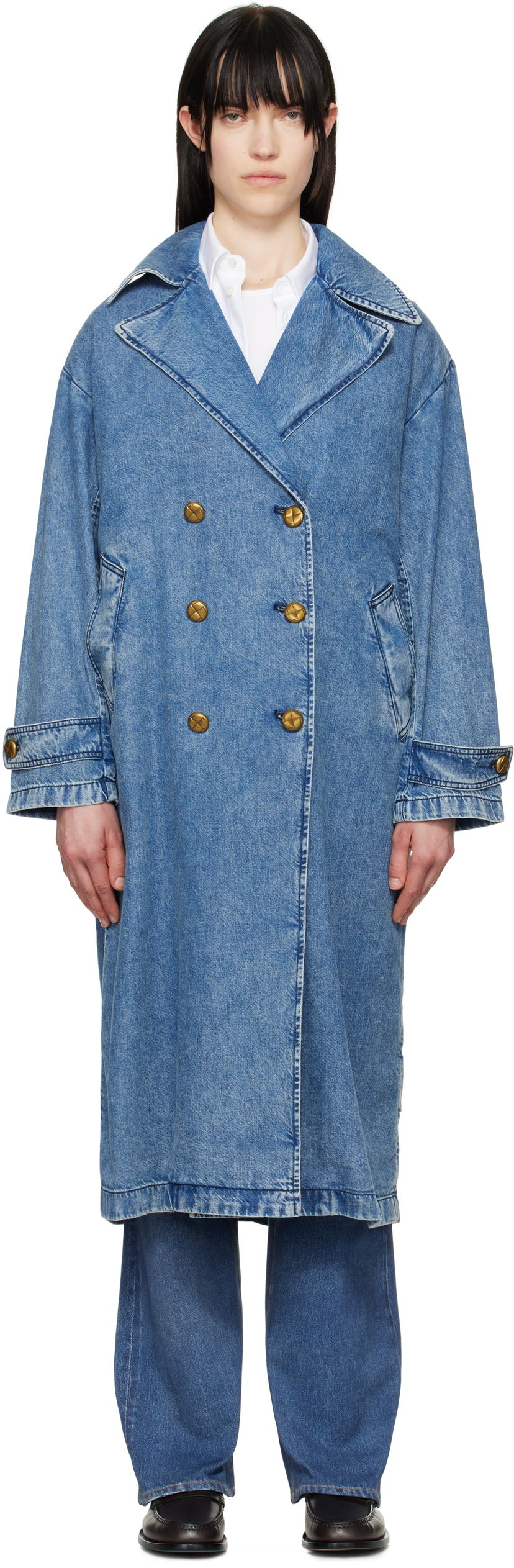 Trenčkot rag & bone rag & bone Featherweight Alora Denim Trench Coat Plava | WDD25S1498FWBE