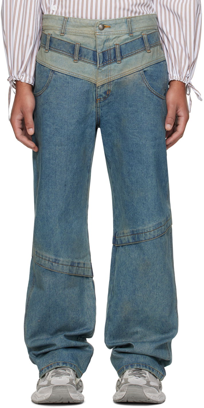 Jeans Andersson Bell Layered Wide Leg Jeans Plava | apa740m