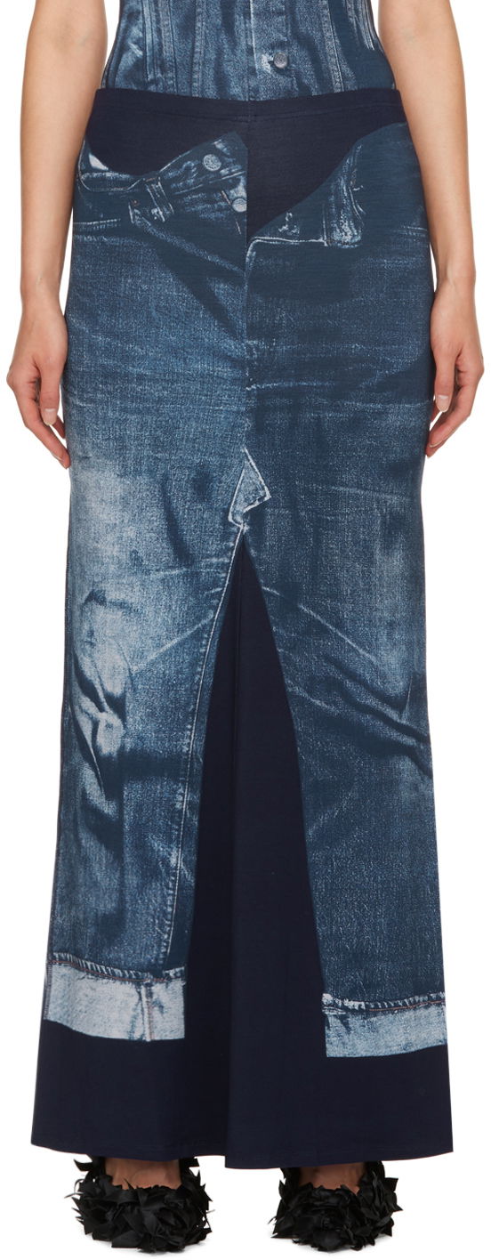Suknja Jean Paul Gaultier Gaultier Trompe L'œil Maxi Skirt Plava | 23/15-F-JU055-J530-5950