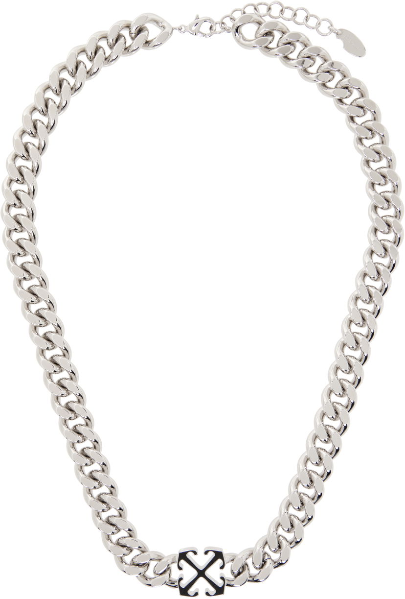 Ogrlica Off-White Chain Necklace With Enamel Arrow Metalik | OMOB156C99MET0017210