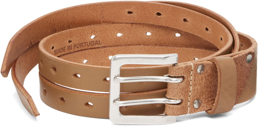 Pojasevi OUR LEGACY Leather Split Belt with Double-Prong Buckle Smeđa | A4258SOS