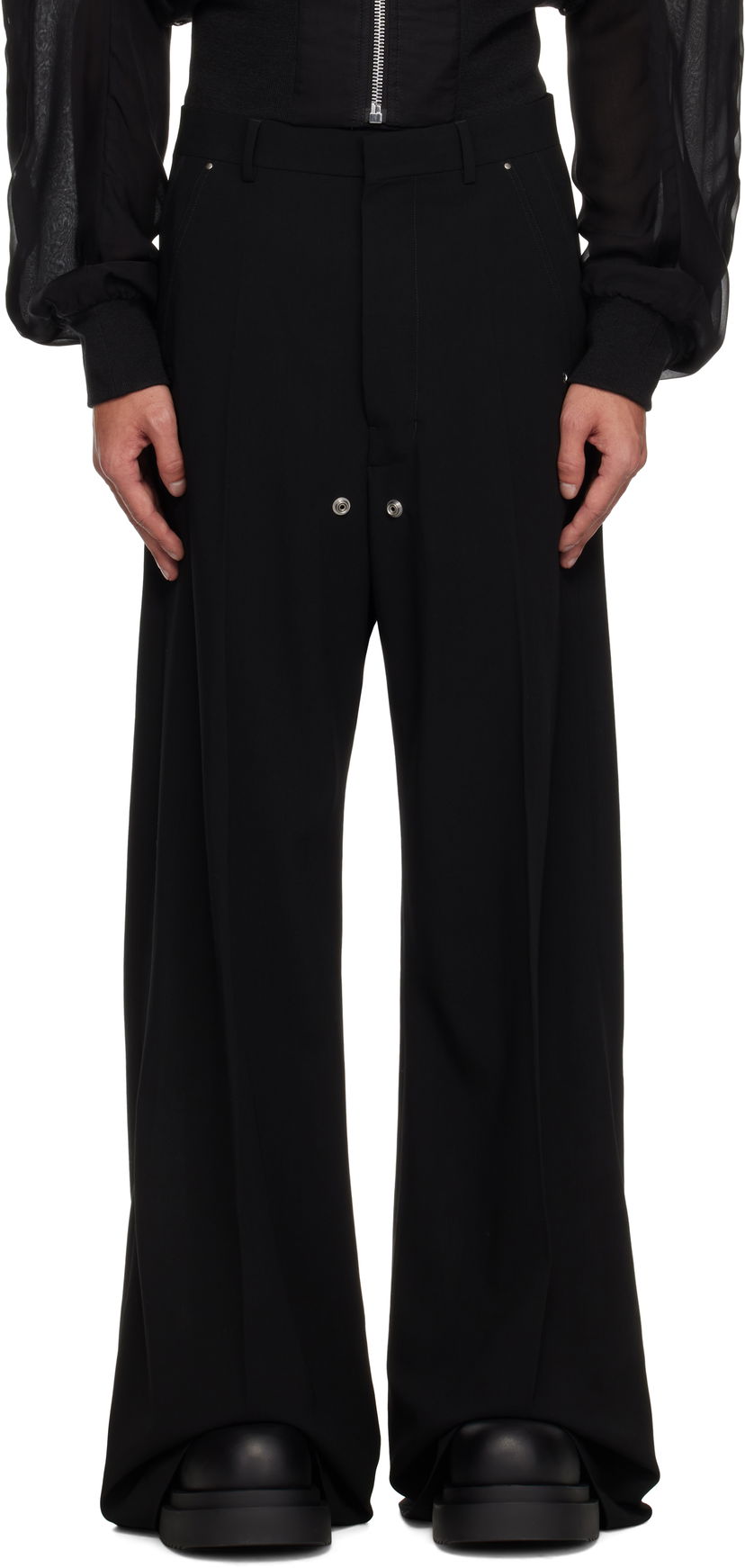 Hlače Rick Owens Rick Owens Hollywood Tailored Belas Trousers Crna | RU01E5353 WLP